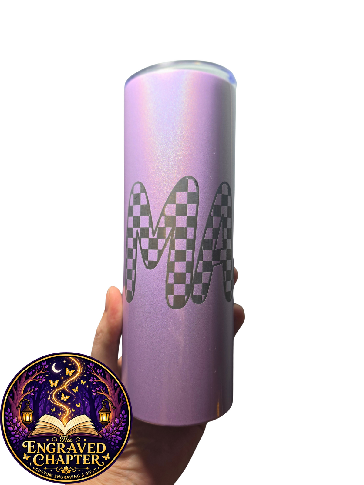 Purple Checkered Mama Tumbler