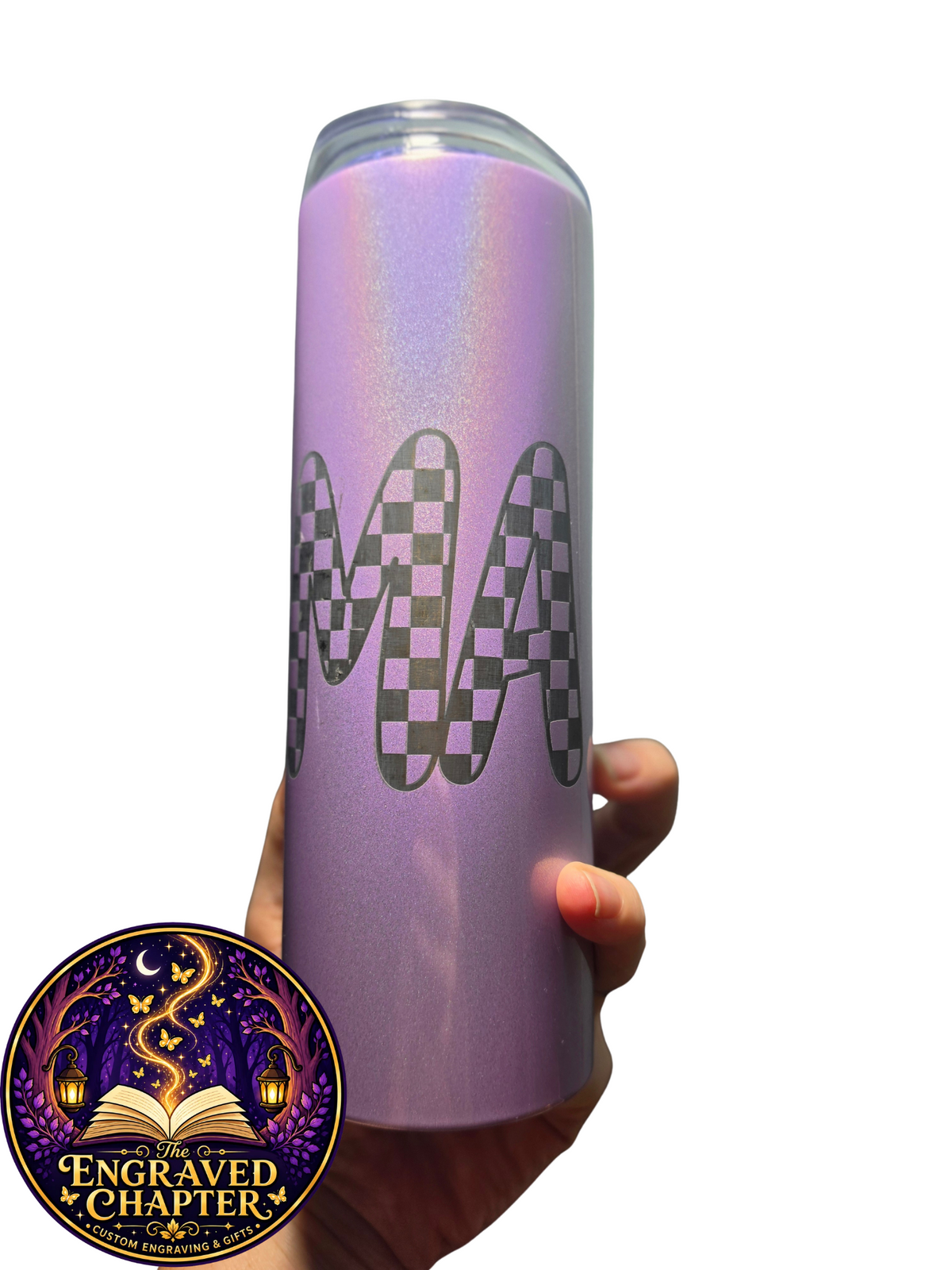 Purple Checkered Mama Tumbler